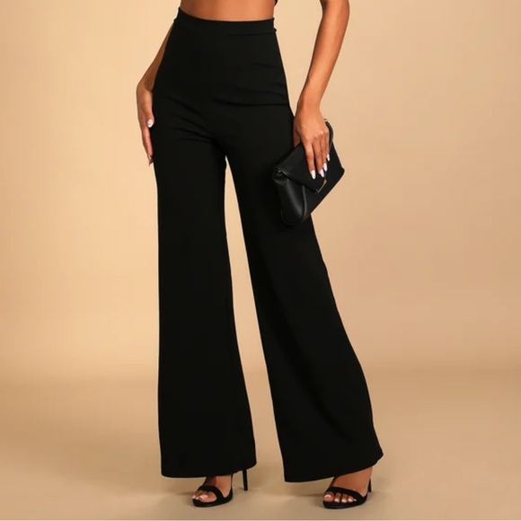 Lulu's Classic Black Wide Leg Jumpsuit - Picture 3 of 3